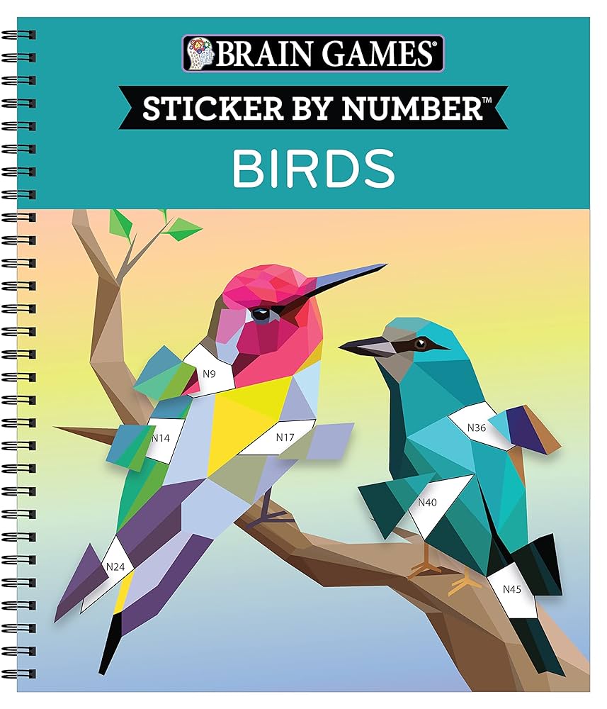 Amazon.com: Brain Games - Sticker by Number: Birds